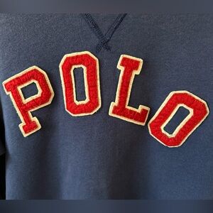 Ralph Lauren Blue Sweatshirt Red Stitched Polo Men’s Medium